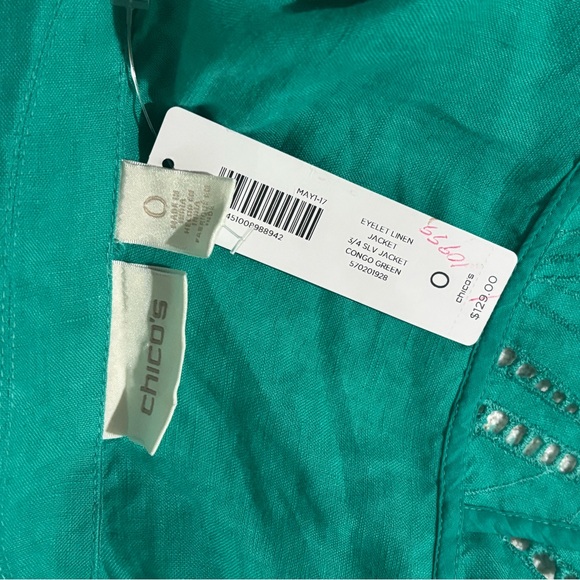 NWT Chico's Eyelet Linen Congo Jacket and matching Tank Top. - Picture 8 of 11